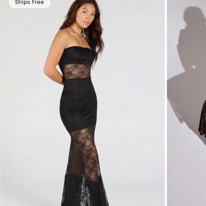 Windsor Steal The Show Strapless Lace Maxi Dress